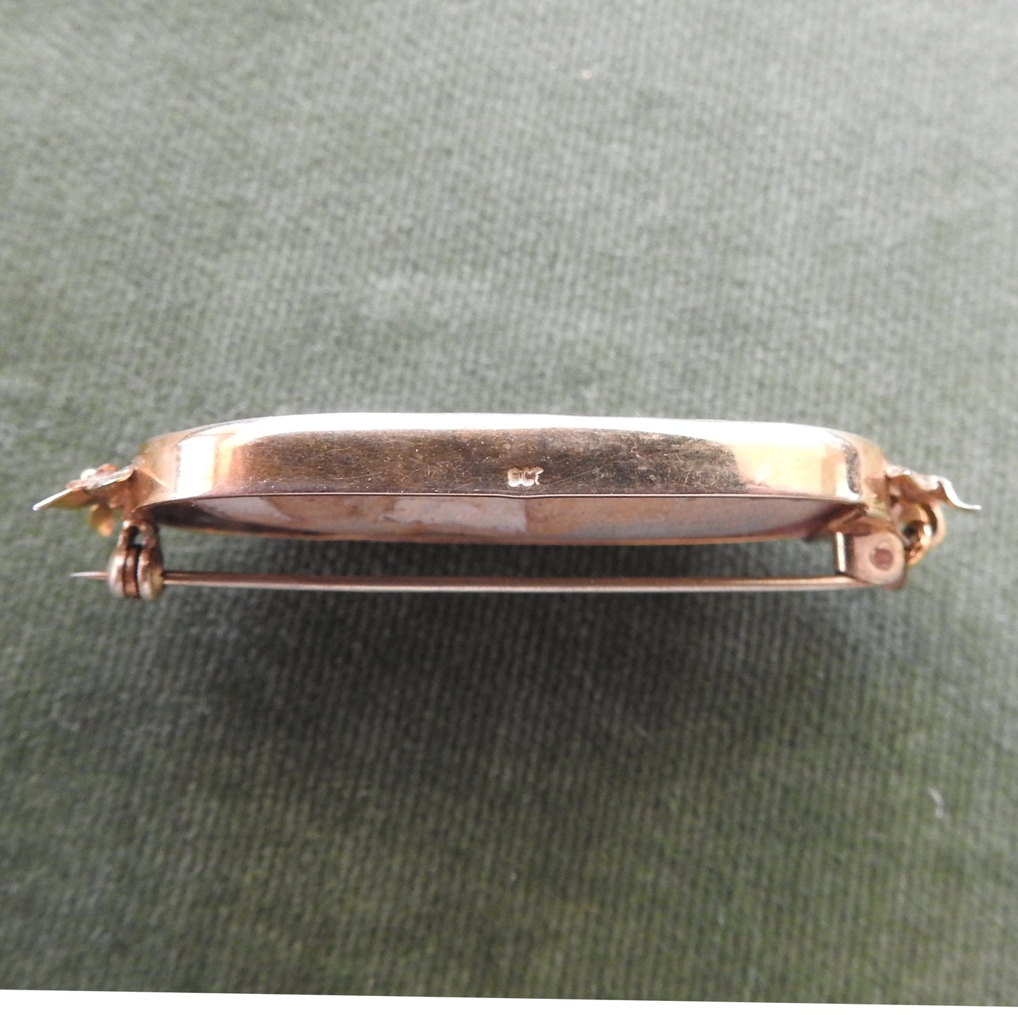 9ct Gold Oval Bezel Set Opal Brooch Of Large Proportions