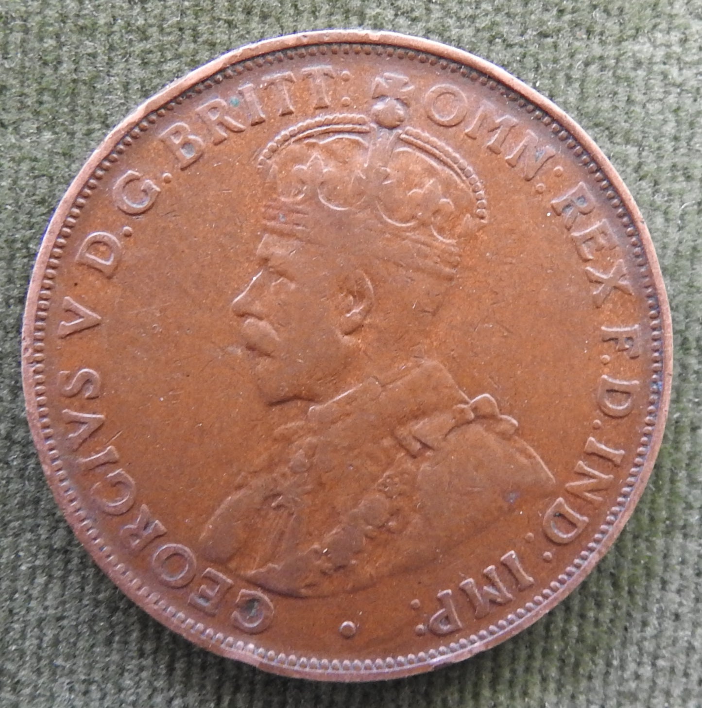 Australian 1920 1d 1 Penny King George V No Dots // Coin