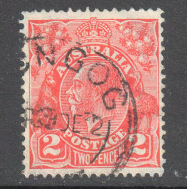 Australian 1926 2d Red KGV Stamp Perfin:13.5-12.5