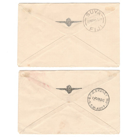 Australia 1945 WWII Airmail Cover - Special Airmail Sydney to Fiji With Reply - Signed D Denny