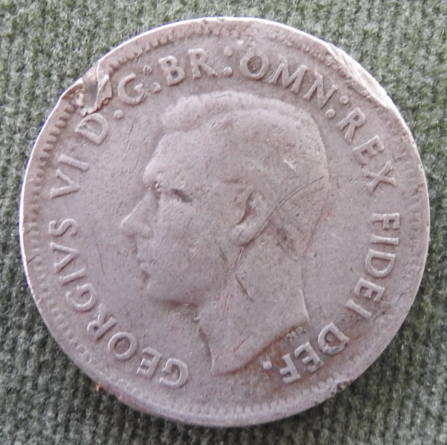 Australian 1952 1 Shilling King George VI Coin - Error Burr
