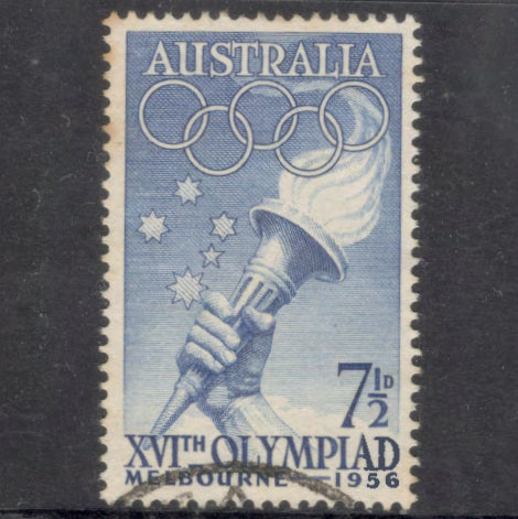 Australian 1956 7 1/2d Blue Olympic Games Melbourne Australia Stamp