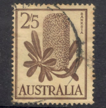 Australian 1959-1960 2s5d Flowers Banksia serrata Brown Stamp