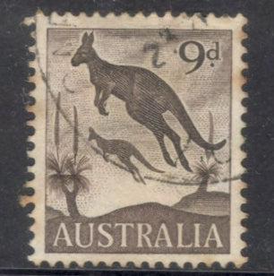 Australian 1959-1960 9d Animals Macropus Dark Brown Stamp