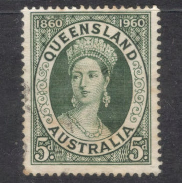 Australian 1960 5d Dark Green 100th Anniversary of Queensland Stamps Stamp