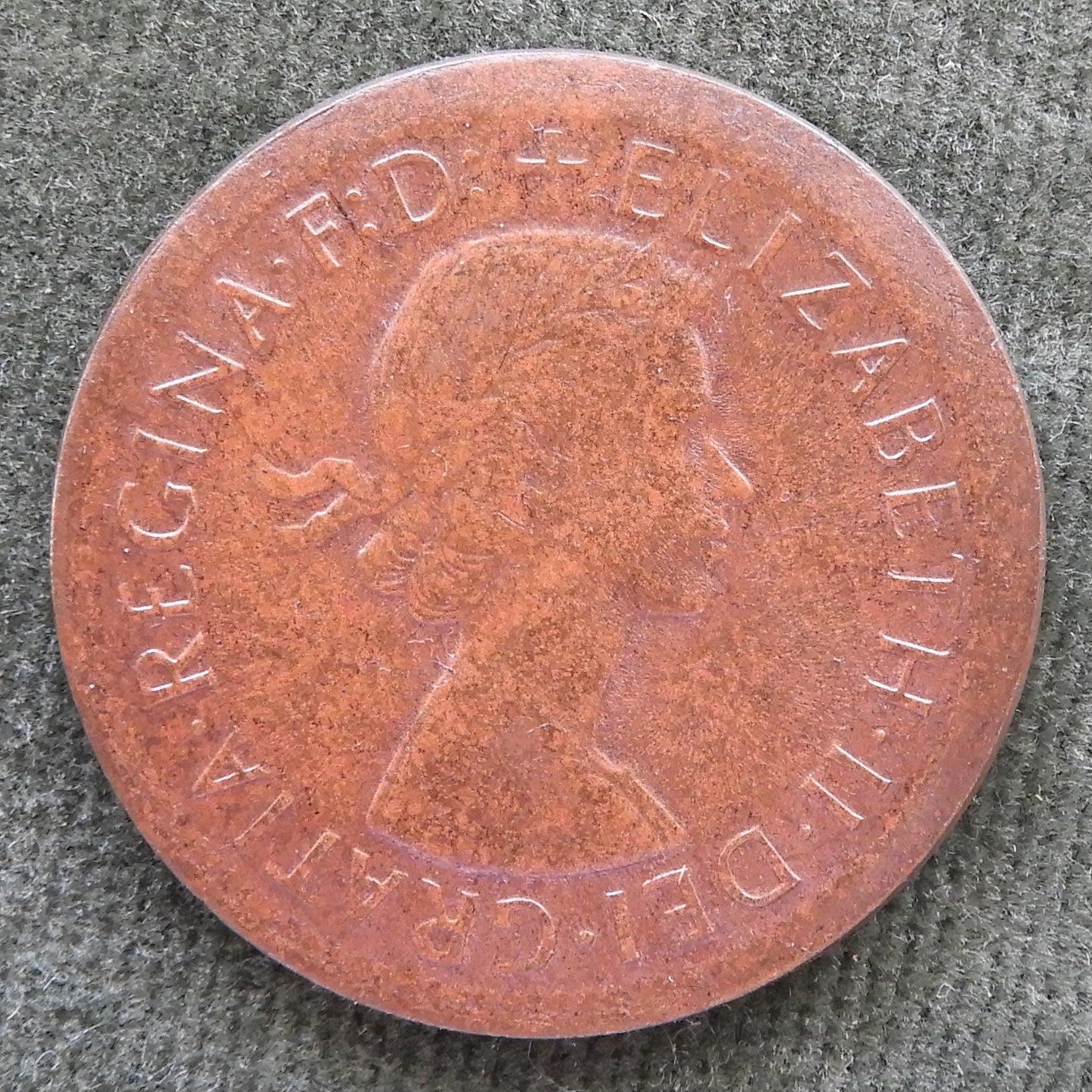 Australian 1964 Y. 1/2d Half Penny Queen Elizabeth II Coin - Error