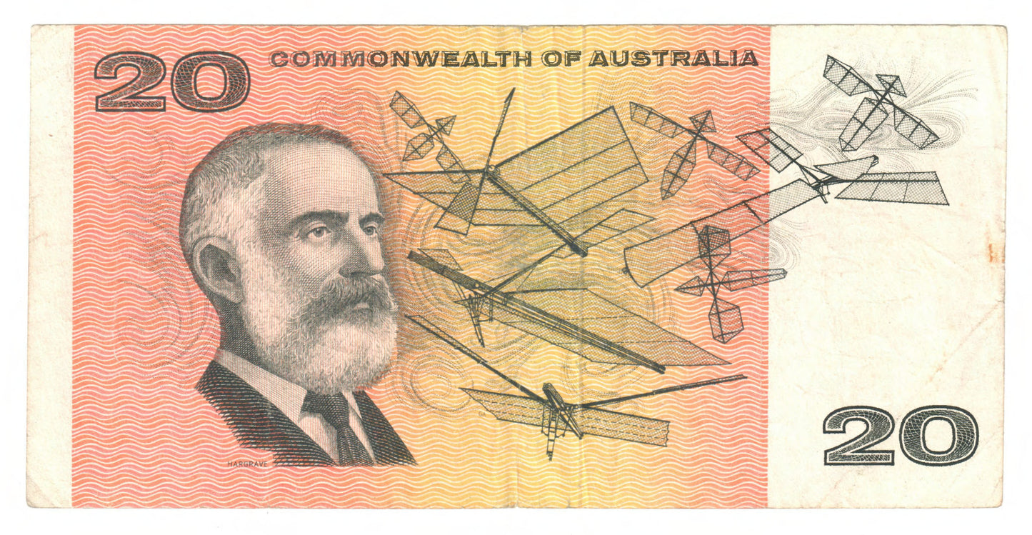 Australian 1966 20 Dollar Coombs Wilson COA Banknote s/n XAG 592956 - Circulated