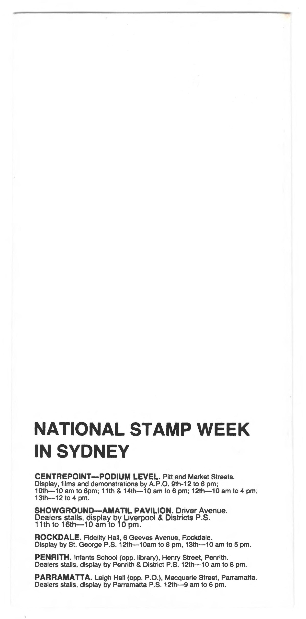 Australia 1974 National Stamp Week Centenary Of Universal Postal Union NSW PHILAS 74 Flyer