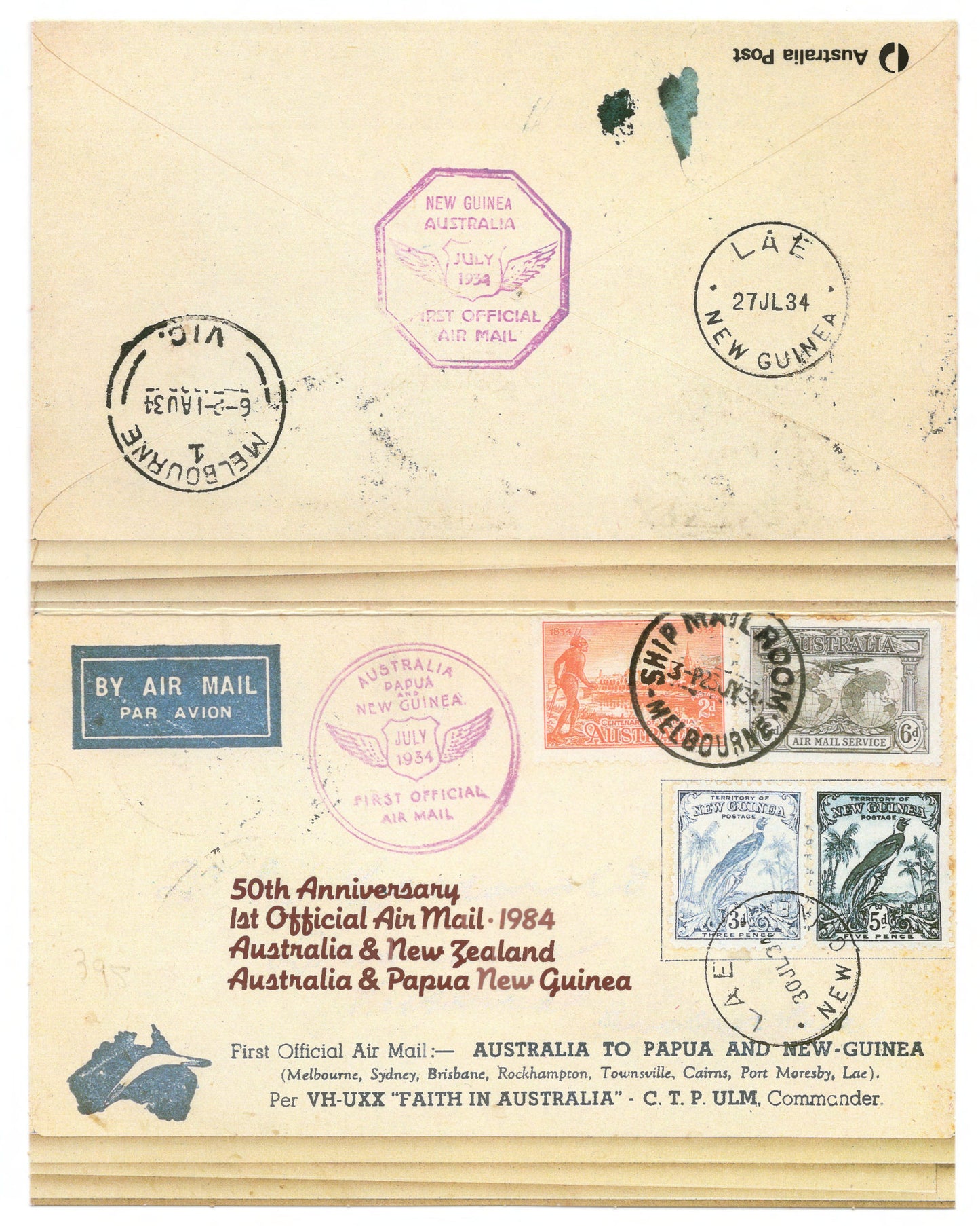 Australia 1984 50th Anniversary 1st Official Mail Stamp Pack Australia Post Pack (POP)