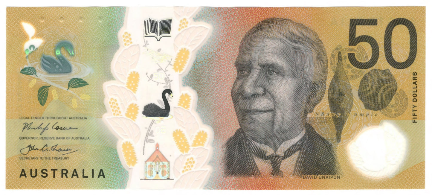 Australian 2018 50 Dollar Lowe Fraser Polymer Banknote s/n CD 185827148