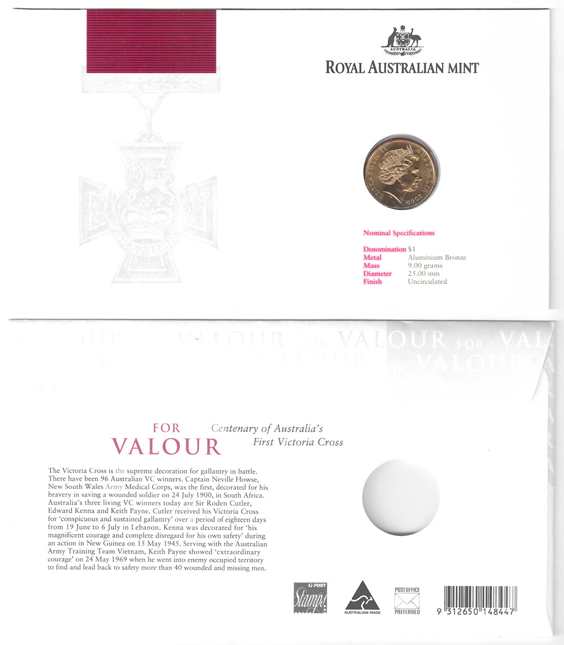 Australia 2000 PNC For Valour - FDI 24 July 2000