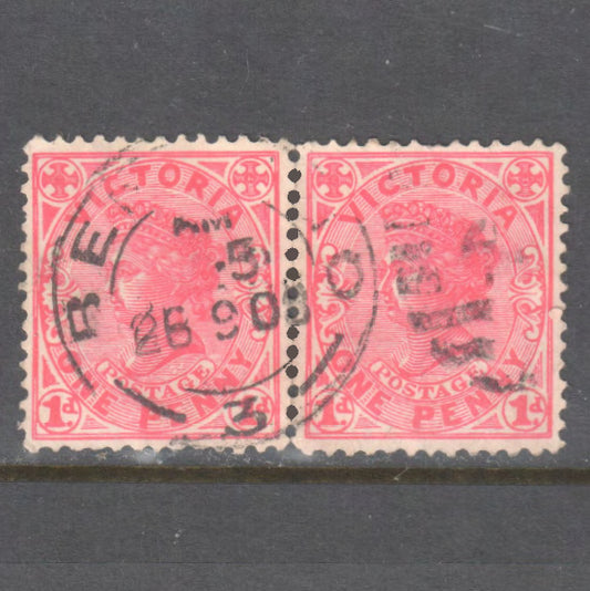 Victoria 1901-02 One Penny Red Queen Victoria Horizontal Stamp Pair - Cancelled