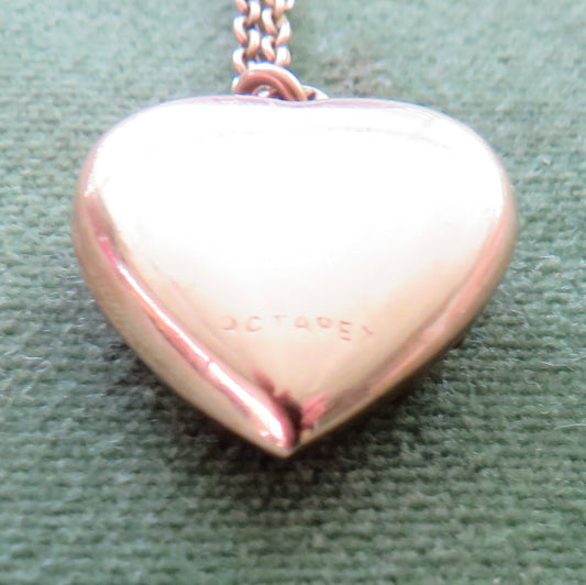 Australian Apex 9ct Gold Puffy Heart Pendant & Original Chain c.1930