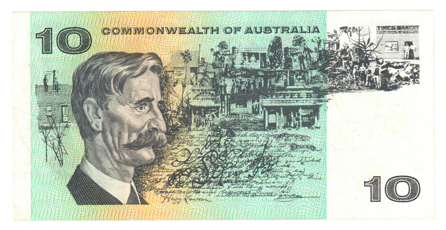 Australian 1972 10 Dollar Phillips Wheeler COA Banknote s/n SVT 329201 - Circulated