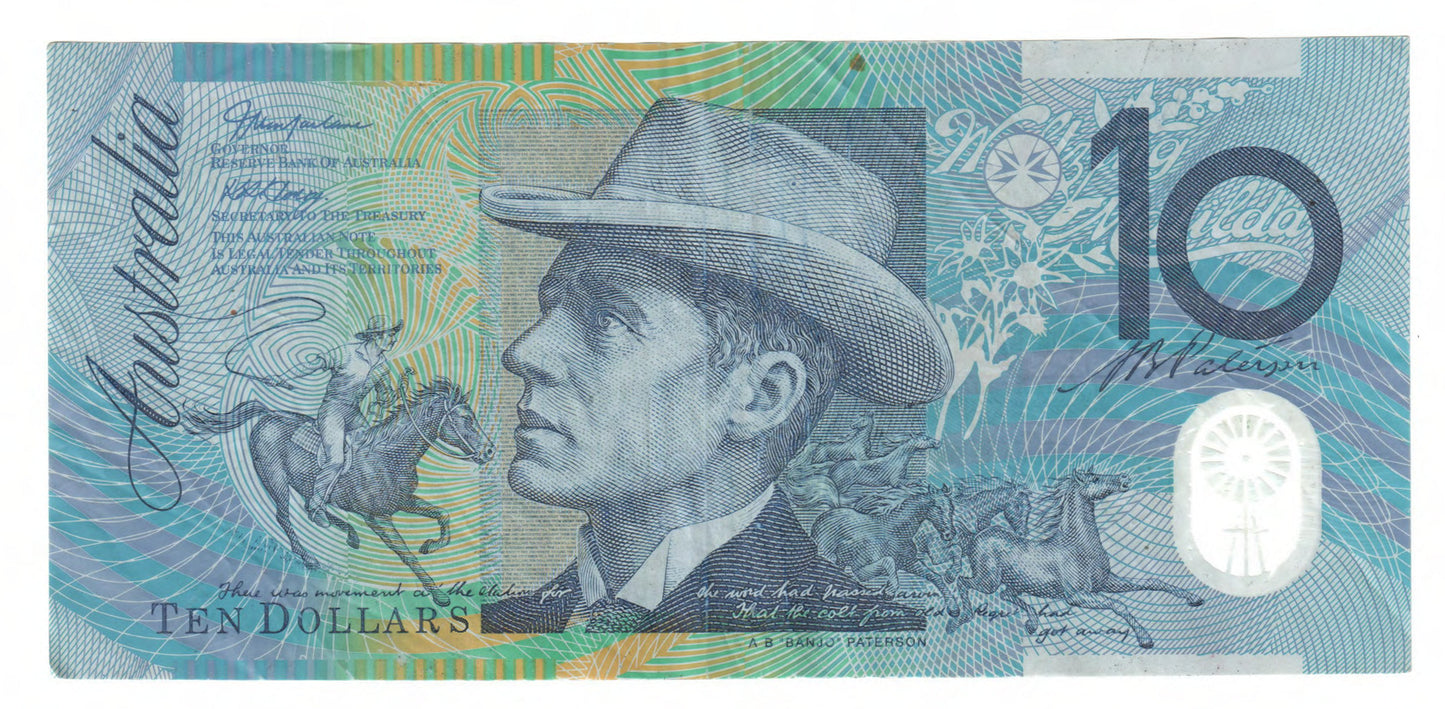 Australian 2006 10 Dollar MacFarlane Henry Polymer Banknote s/n AA 06801374 - Circulated