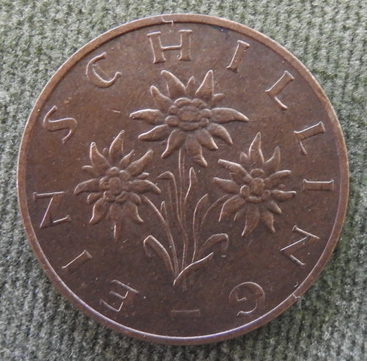 Austria 1978 1 Schilling Three Edelweiss Flowers Coin