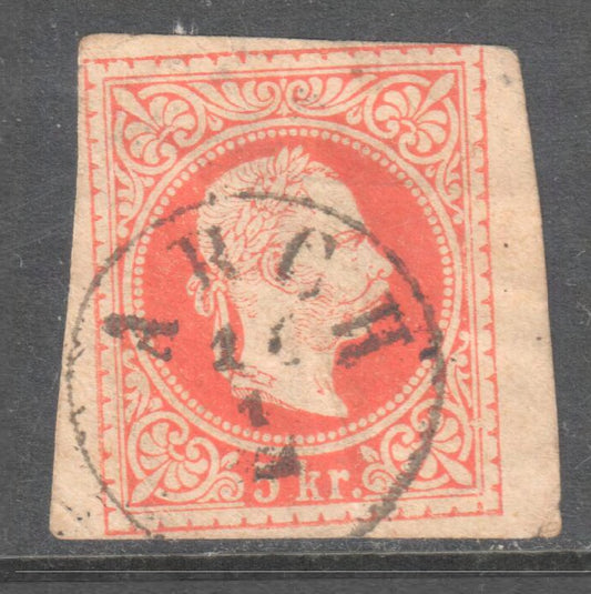 Austria 1867 5Kr Red Emperor Franz Josef Newspaper Stamp - Used