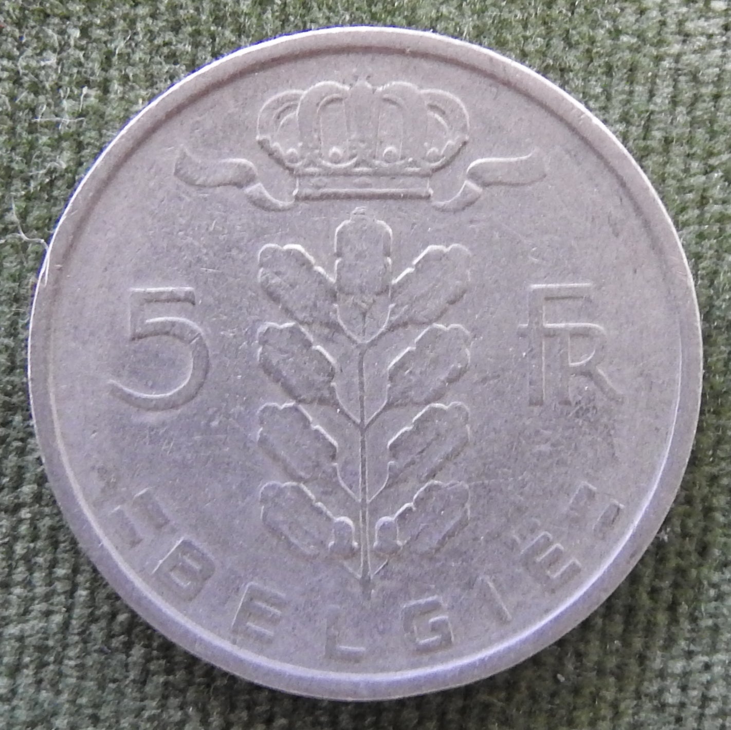 Belgium 1950 5 Franc Coin Head of Ceres - Dutch Text