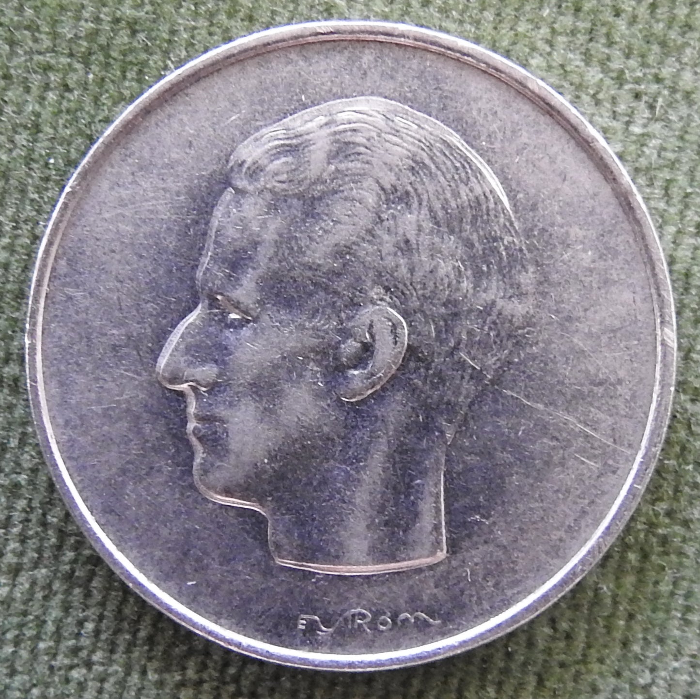 Belgium 1971 10 Franc Coin Portrait of Baudouin - French Text