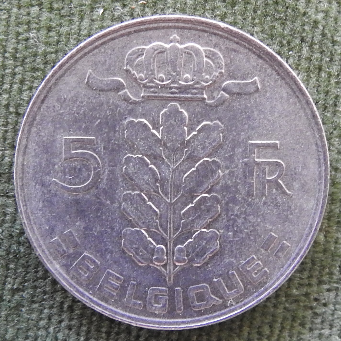 Belgium 1978 5 Franc Coin Head of Ceres - French Text