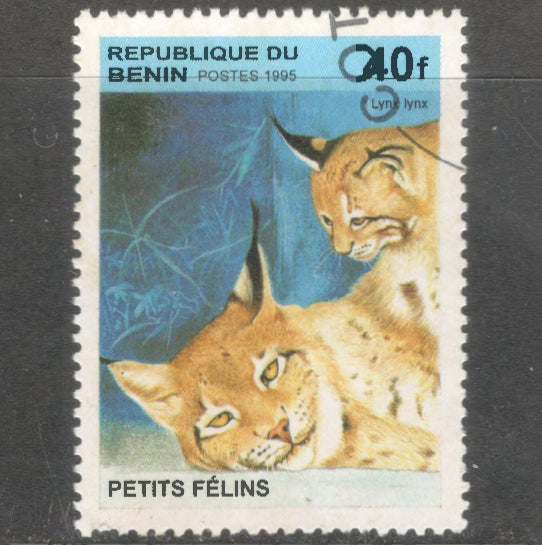 Benin 1995 40 Francs Multicoloured Big Cats And Their Young Lynx Lynx Stamp - Perfin: 12.75 (Copy)