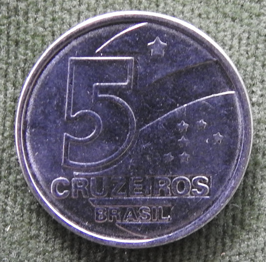 Brazil 1990 5 Cruzeiros Coin Salt Evaporation Pond Worker