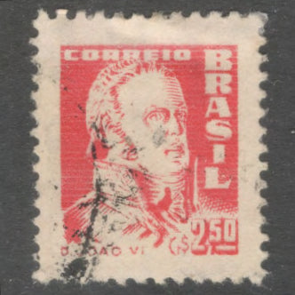 Brazil 1959 2.50 CR Light Red Personalities King John VI of Portugal Stamp - Perfin: 11.0x11.75