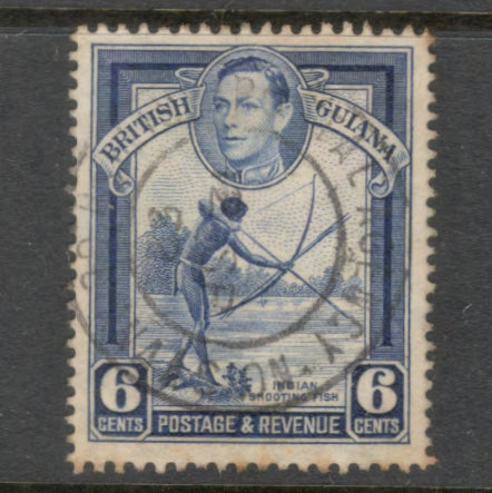 British Guiana 1938 - 1952 6 Cent Dark Ultramarine Local Motives Stamp - Perfin: 13.0x14.0