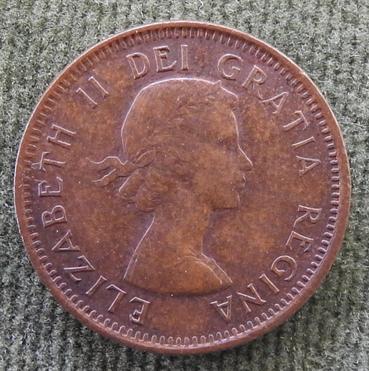 Canada 1955 1 Cent Maple Leaf Queen Elizabeth II Coin