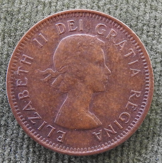 Canada 1955 1 Cent Maple Leaf Queen Elizabeth II Coin