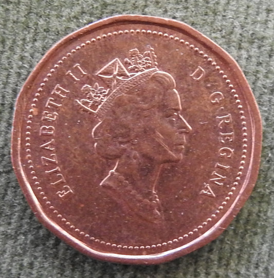 Canada 1991 1 Cent Maple Leaf Queen Elizabeth II Coin