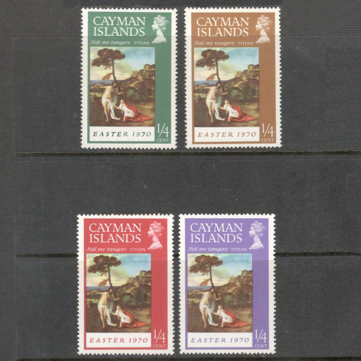 Cayman Islands 1969 1/4 Cent Multicoloured Christmas Paintings Stamp Set - Perfin 14.5