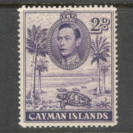 Cayman Islands 1938 2d Violet King George VI & Local Motifs Stamp - Perfin: 14.0