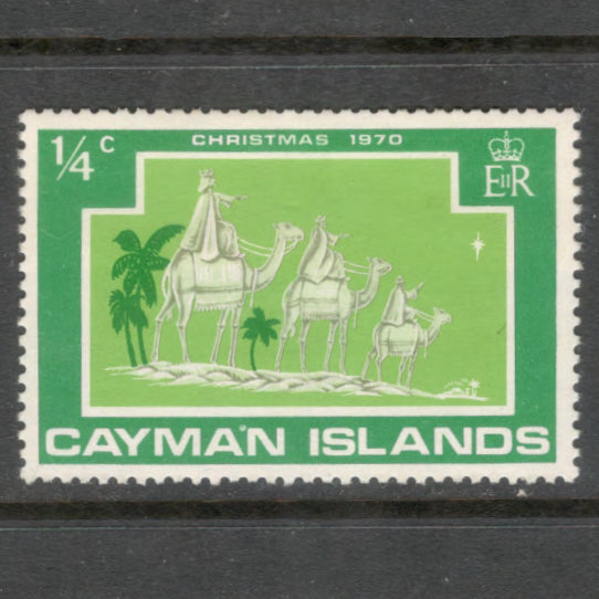 Cayman Islands 1970 1/4 Cent Multicoloured Christmas Stamp - Perfin 14.0