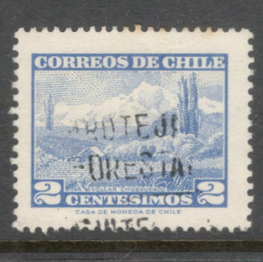 Chile 1961 2 Centesimos Blue Local Motives Stamp - Perfin: 14.0