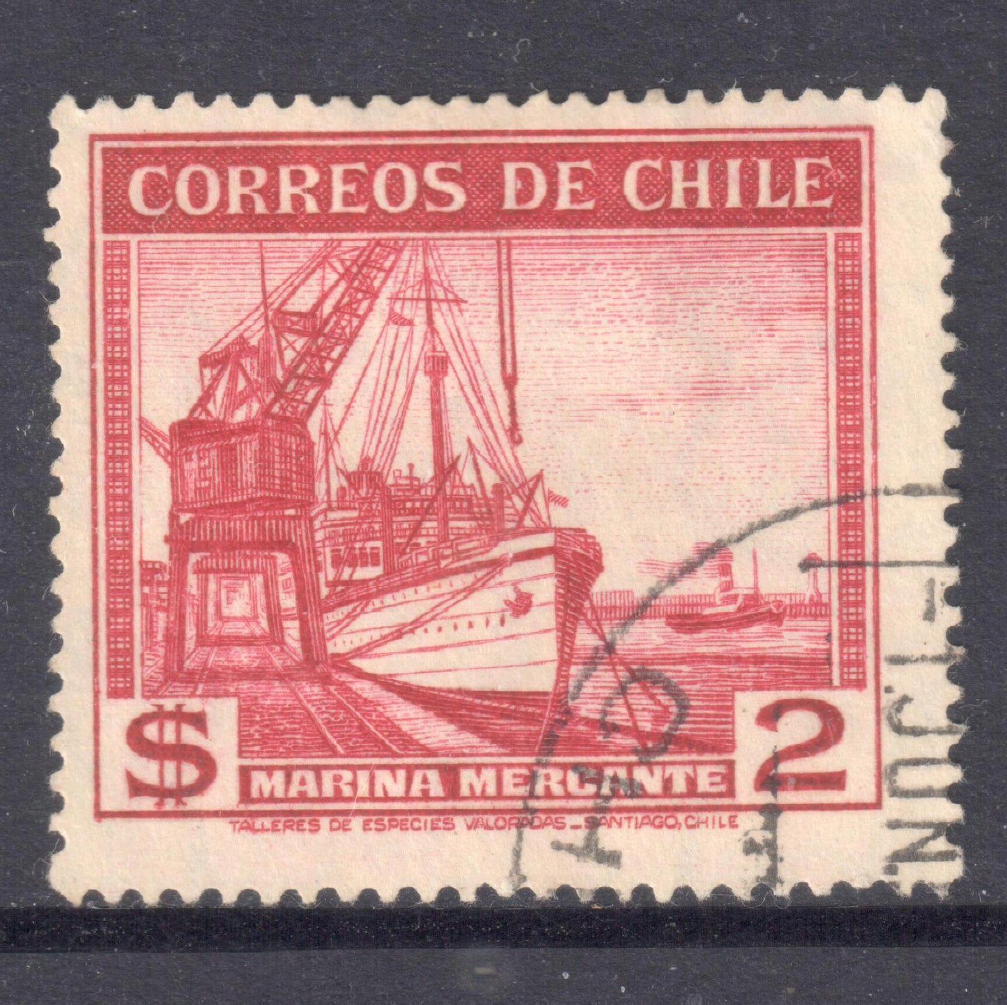 Chile 1938 -1940 2p Purple Carmine Local Motives Stamp - Cancelled