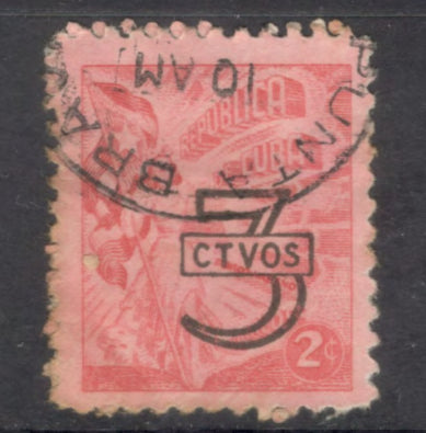 Cuba 1953 3 Centavos Stamp of 1948 Surcharged Red Stamp
