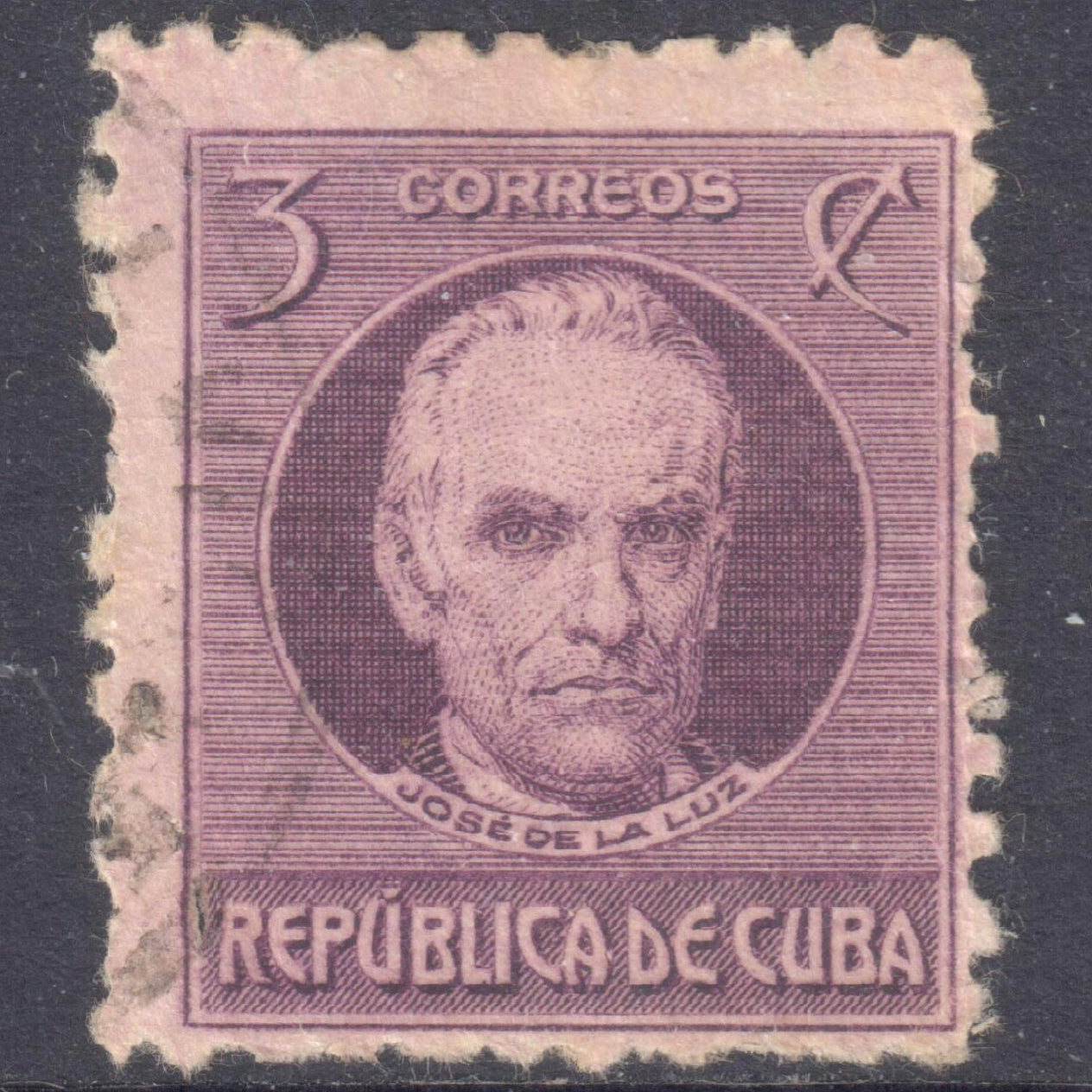 Cuba 1925-1945 3 Correos Politicians La Luz Lilac Stamp