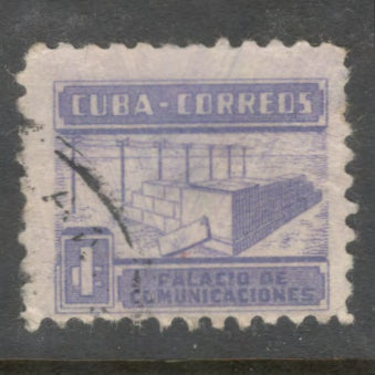 Cuba 1951 1 Correos Violet Tax for New Communications Building Violet Stamp - Perfin: 10.0