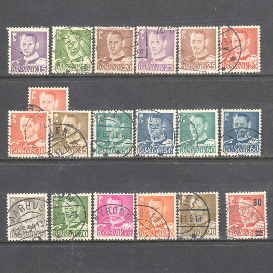 Danmark 1948 -1950 King Frederik IX Partial Stamp Set - Cancelled & Used