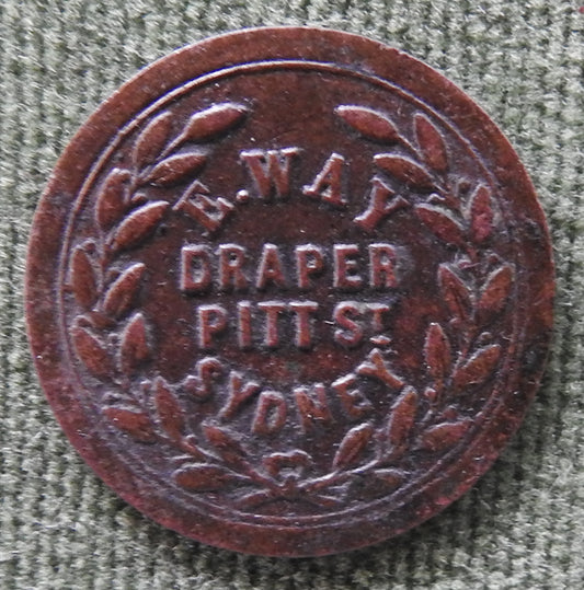 Australian E Way Draper Pitt St. Sydney Victorian Token - Grades as Fine