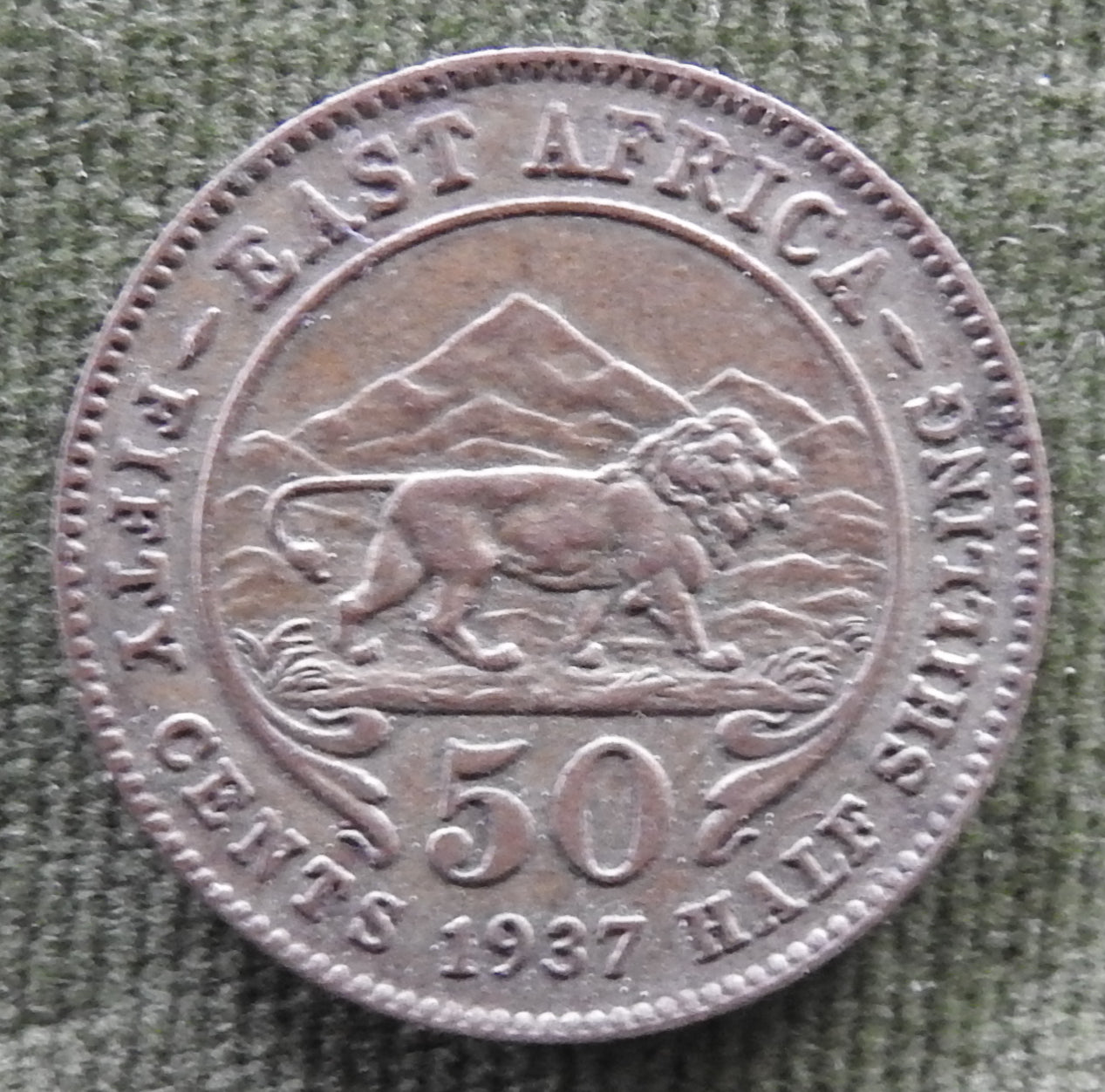 East Africa 1937 50 Cent 1/2 Shilling Silver Coin King George VI - Variant