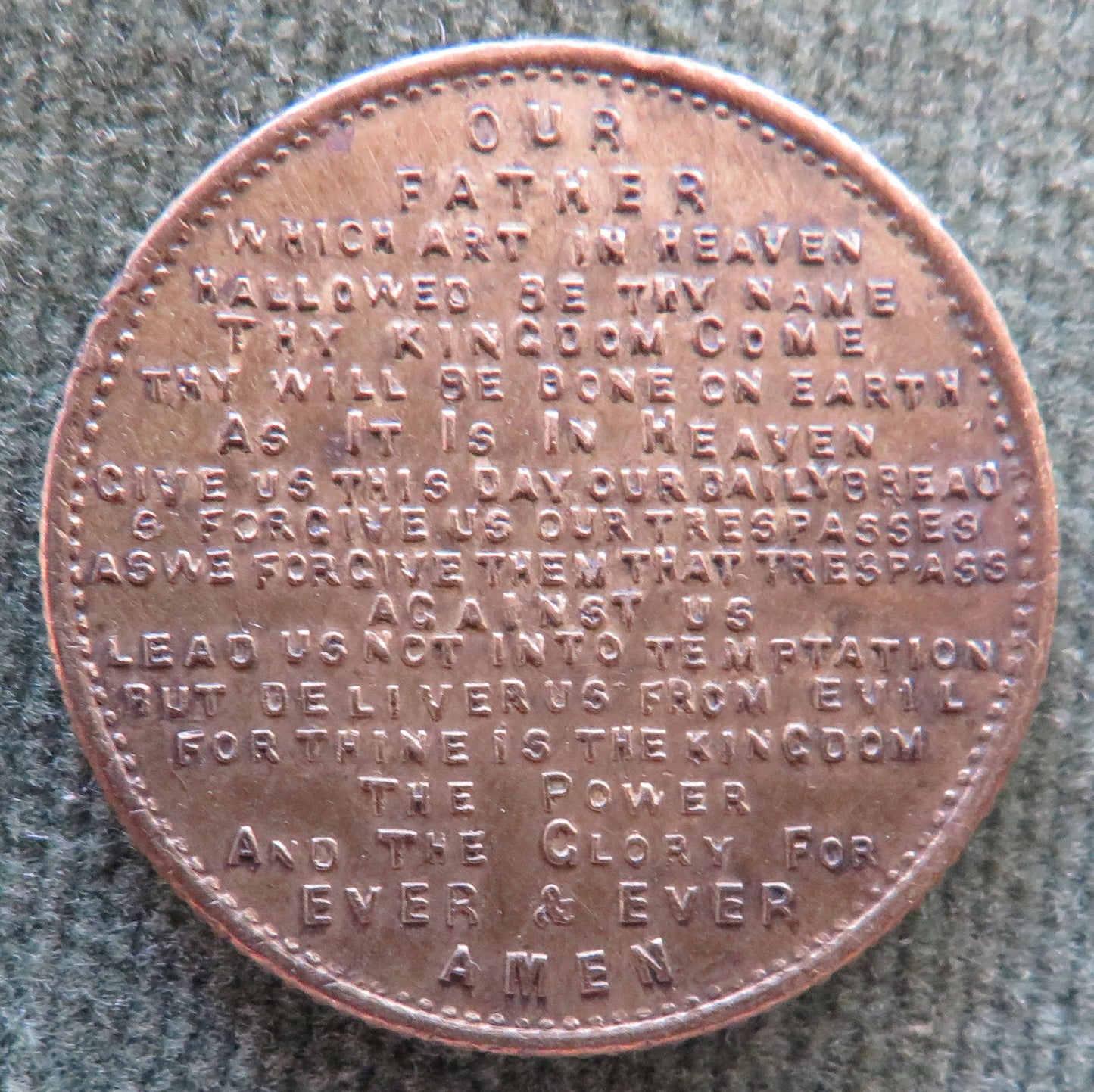 Australian 1873 Colonial Exhibition Medal (With The Lord's Prayer) - Scarce