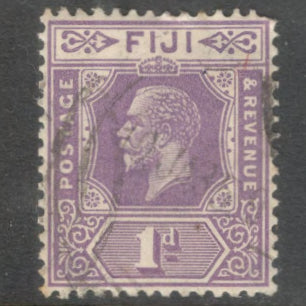 Fiji 1922 - 1927 1d Violet King George V Stamp - Perfin: 13.5x14.0