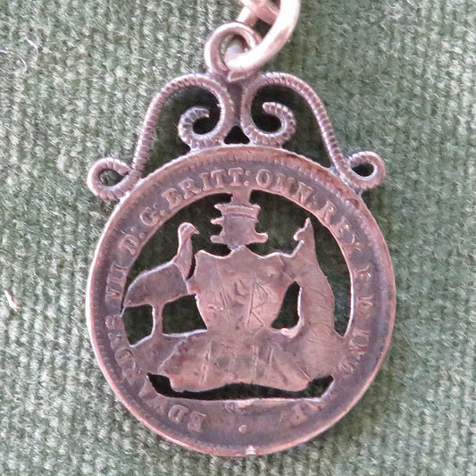 Silver 1910 Six Pence Fob With The Coat Of Arms In Frettwork