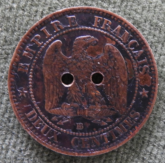 French 1855 BB 2 Centimes Coin Napoleon III
