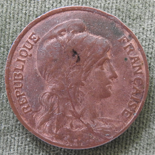 French 1912 10 Centimes Coin Bust of Liberty