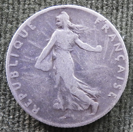 French 1917 50 Centimes Coin - Circulated