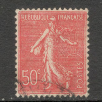 France 1924 50 Centimes Sower Red Stamp