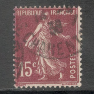 France 1925 15 Centimes Sower Purple Brown Stamp